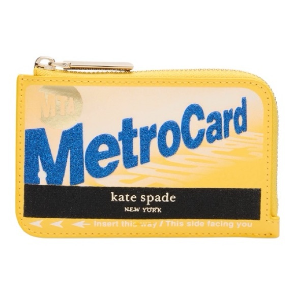 Kate Spade On a Roll Yellow and Blue MetroCard Zip Cardholder - Picture 1 of 7